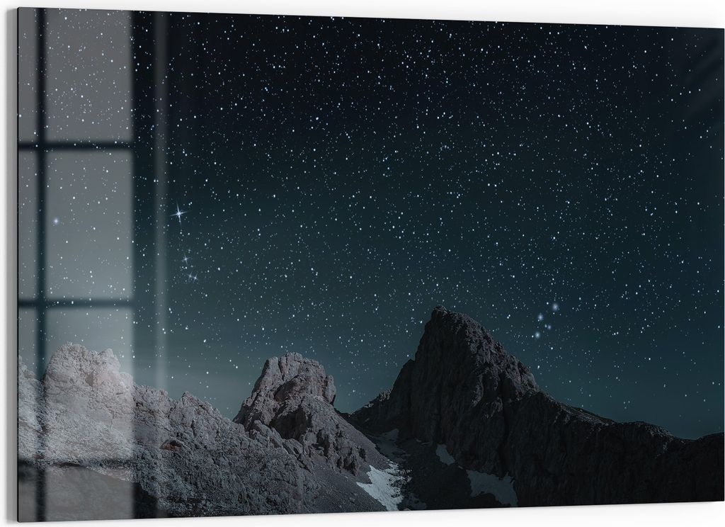 DEQORI Magnettafel Glas 90x60 cm 'Sternenklare Berge' beschreibbar Whiteboard Küche
