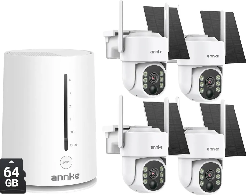 Caméra de sécurité 4MP sans fil avec carte SD 64Go pour maison Wi-Fi