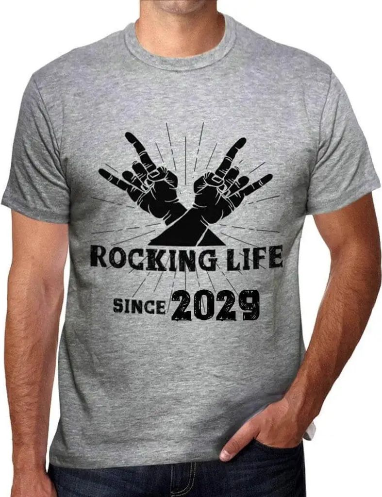 Herren Grafik T-Shirt Das Leben rocken seit 2029 – Rocking Life Since 2029 – Öko-Verantwortlich Vintage Jahrgang Kurzarm Lustige Druck Geburtstag