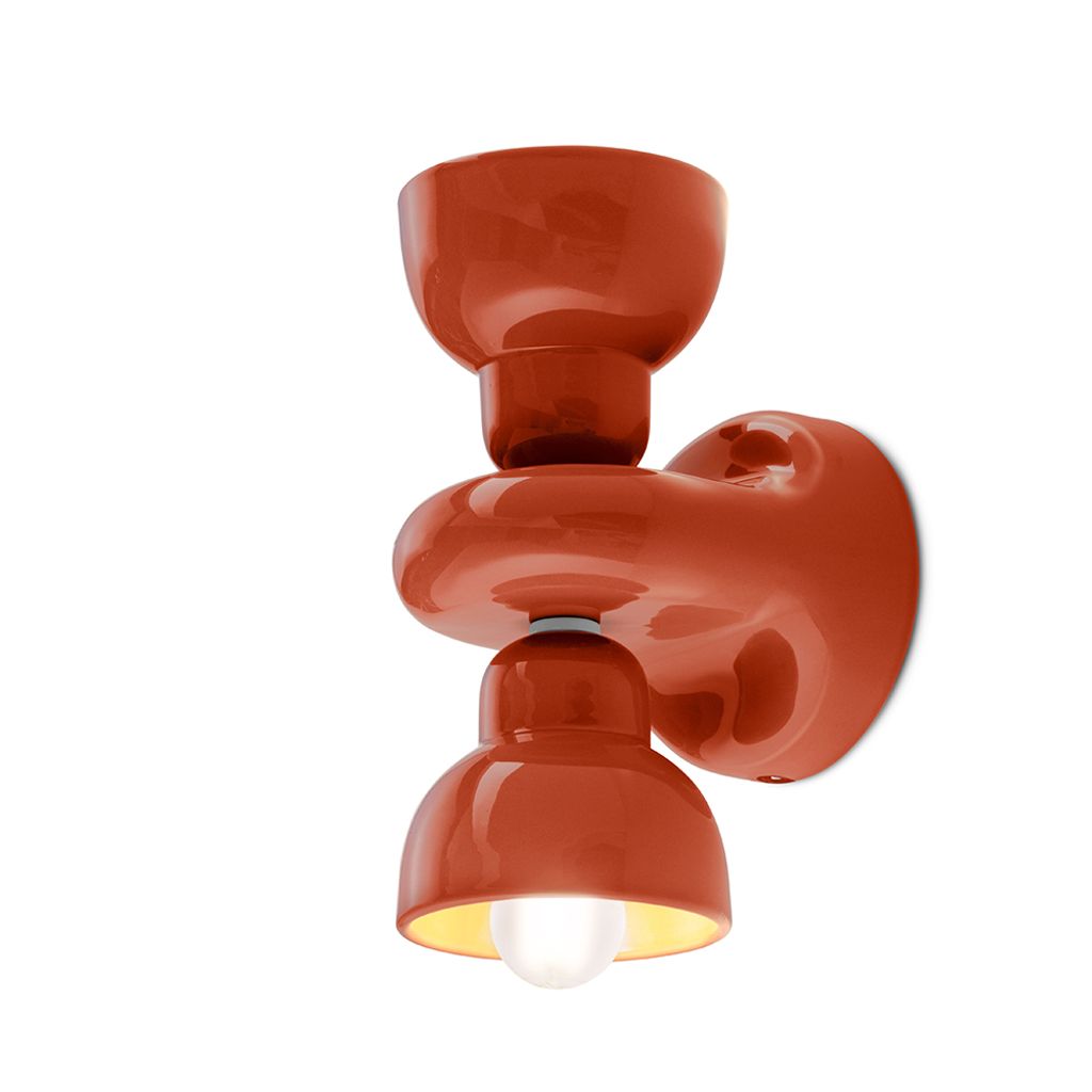 Vintage Deco Berimbau Ceramic Orange Pokè 2 Lights E14 Image du produit 