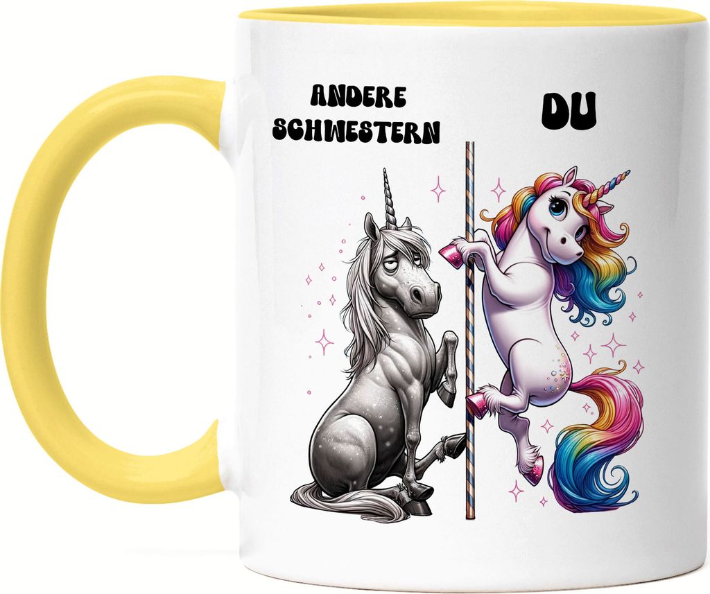Andere Schwestern Du Einhorn Tasse Gelb Schwester Lustig Familie Geschenk