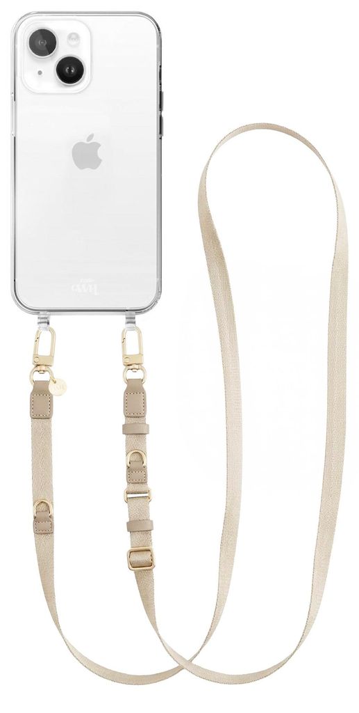 Lanyard strap - Beige - Transparant Cord Hülle - Kompatibel mit iPhone 15 Plus