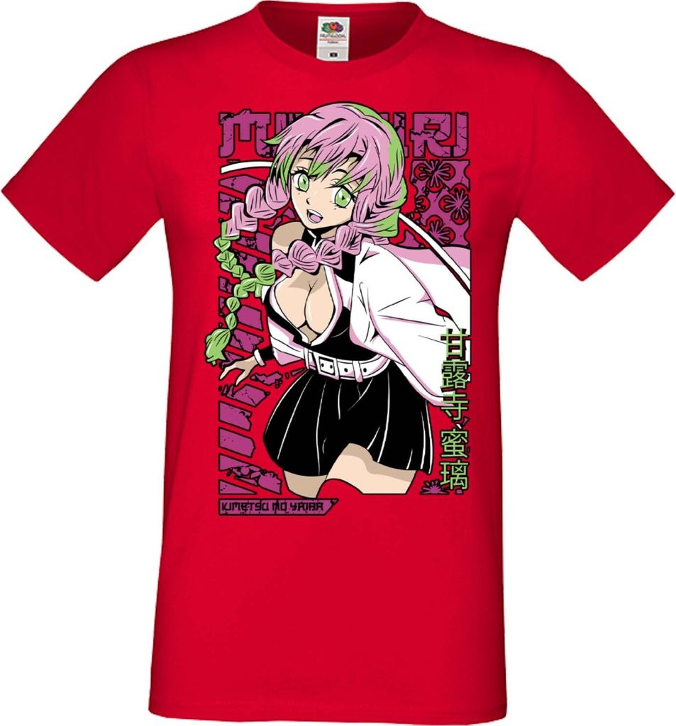 Herren T-Shirt Manga Anime Demon Anime Slayer Kanroji Mitsuri Kanroji Mitsuri, Man XL / Rot