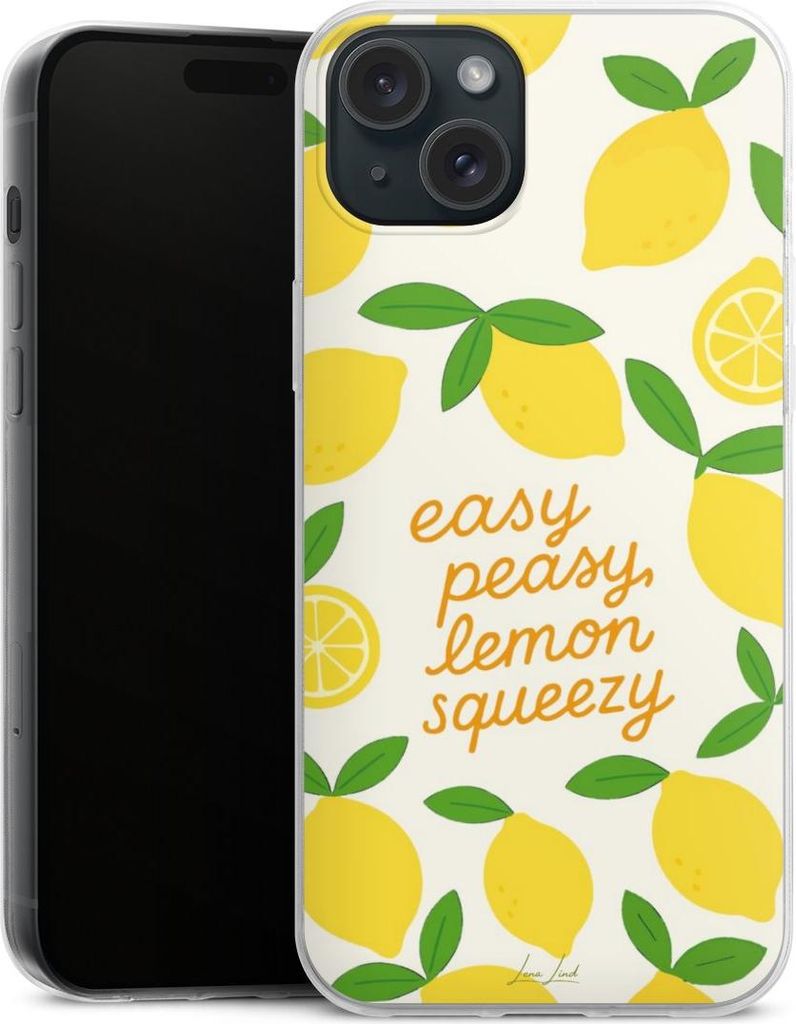 DeinDesign Slim Hülle für Apple iPhone 15 Plus Silikon Case Ultra Dünn Handyhülle Statement Zitrone Spruch