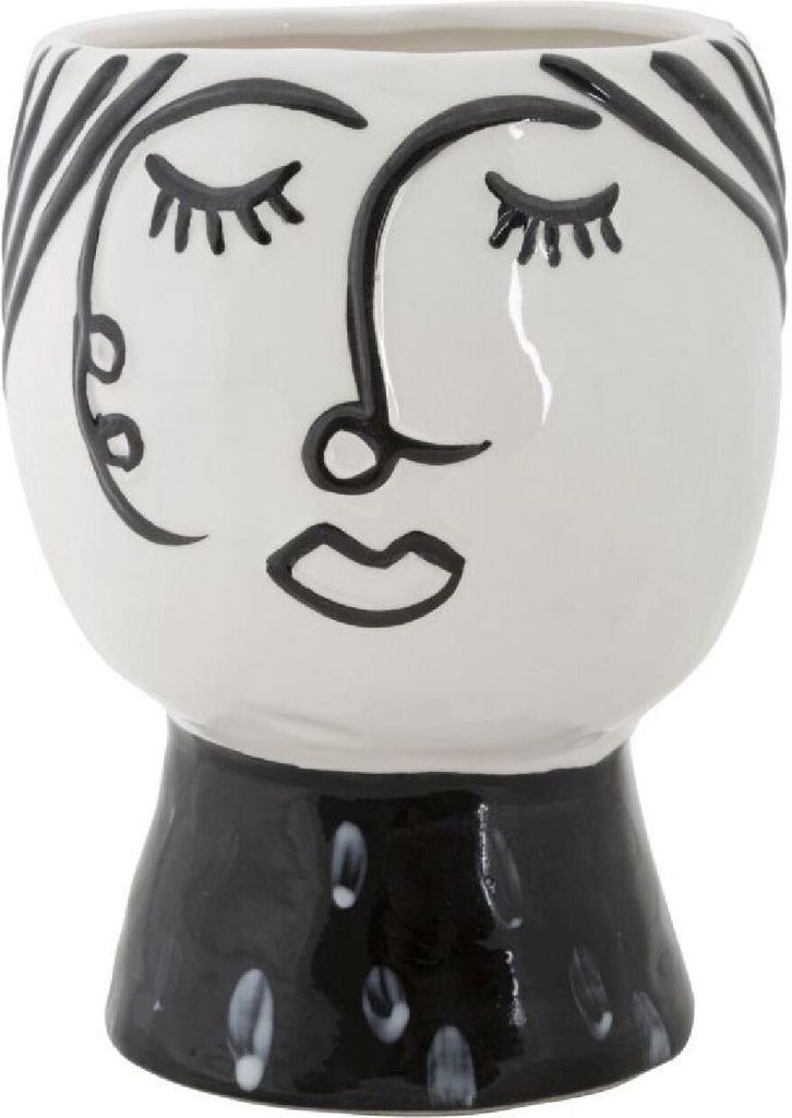 FURNLUX Vase Gesicht Weiss 14cm / Hauptfarbe: Weiß / Abmessungen: 14 x 19 x 14 cm