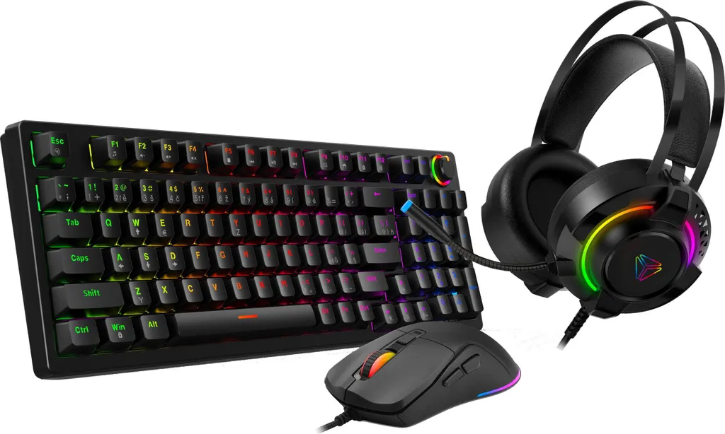 YENKEE YGS 03 Set Gaming 3-en-1 avec Clavier Souris et Casque Noir