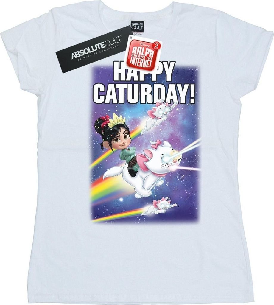 Disney - "Wreck It Ralph Happy Caturday" T-Shirt für Damen BI45002 (L) (Weiß)
