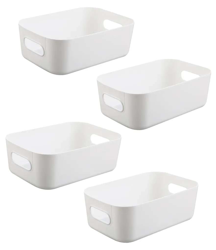 Paniers de rangement en plastique blanc boîtes pour armoire x4