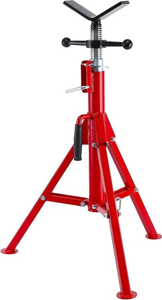 Rohrbock mit V-Kopf - Rohrstützbock - Tragkraft 1134 kg - Schwerer Kohlenstoffstahl - Klappbare Beine - Tragbar - Rot