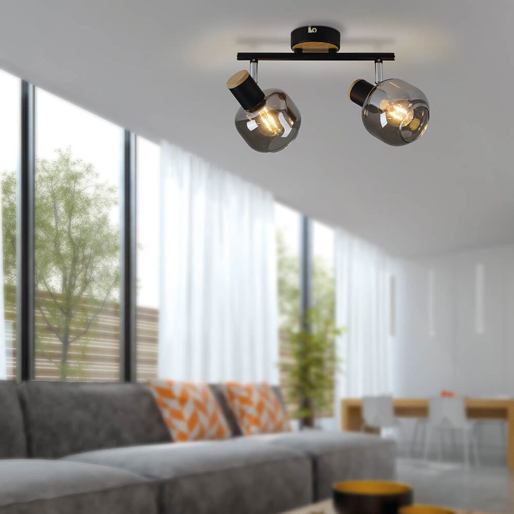 Schiene Deckenstrahl Glas schwarz-grau 2 x E14/40W Obrázok produktu 