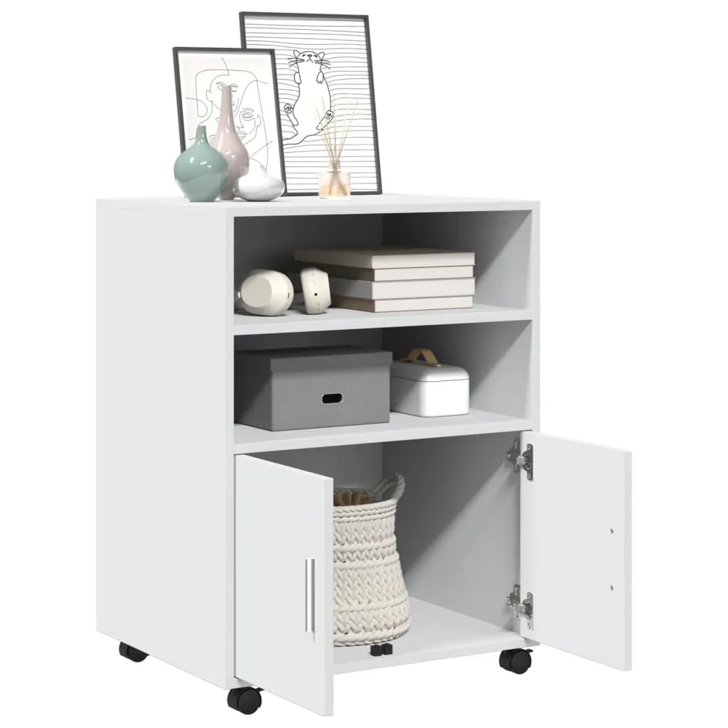 Armadio a rotelle bianco 60x48x81 cm vidaXL - Mobiletto Multiuso - 3