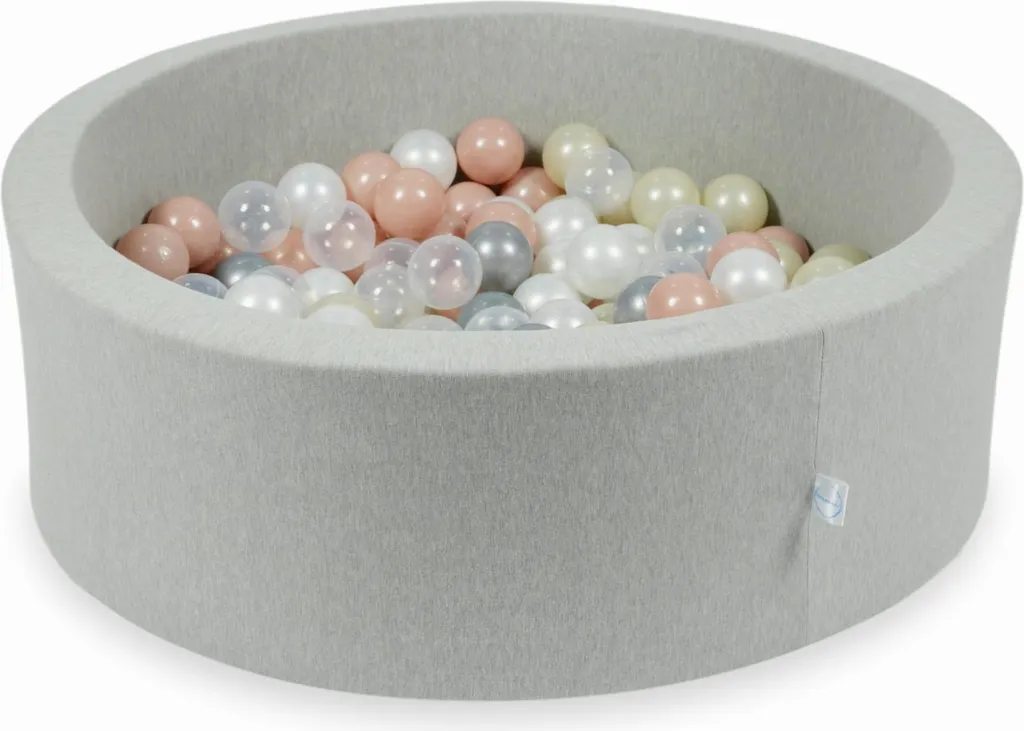 Piscine sèche design 90x30 cm grise et 200 balles or et argent