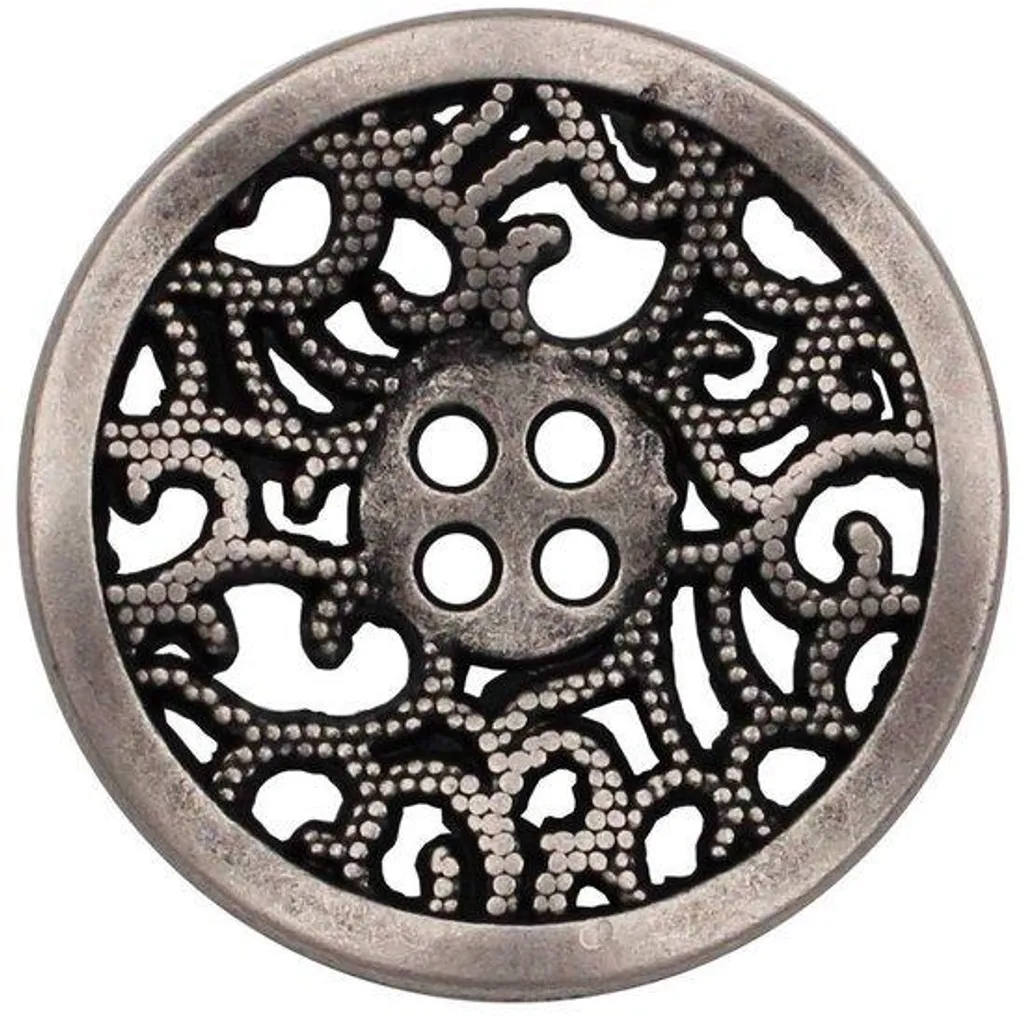 Bouton de Mercerie Vintage en Métal Argenté Brillant 23mm - Lot de 10