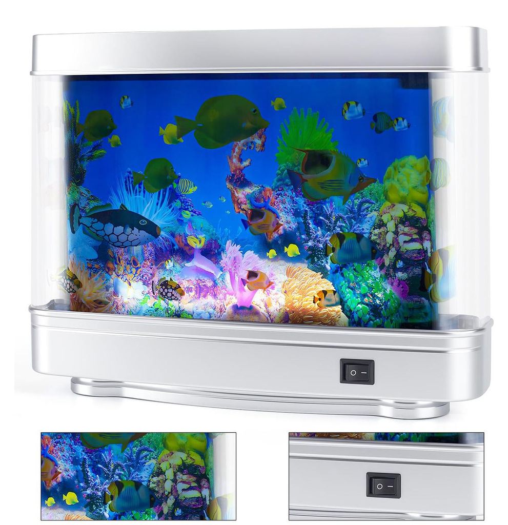 LED Aquarium Lampe mit schwimmenden Fischen, Nachtlicht & beruhigendes sensorisches Licht, für Kinder, Erwachsene & Wohnraum, steckbar & pflegefrei