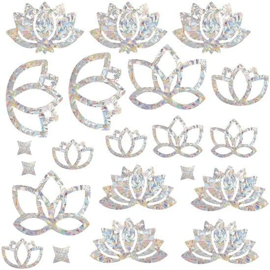 Lot de 20 stickers Lotus en vinyle prismatique pour vitres et fenêtres
