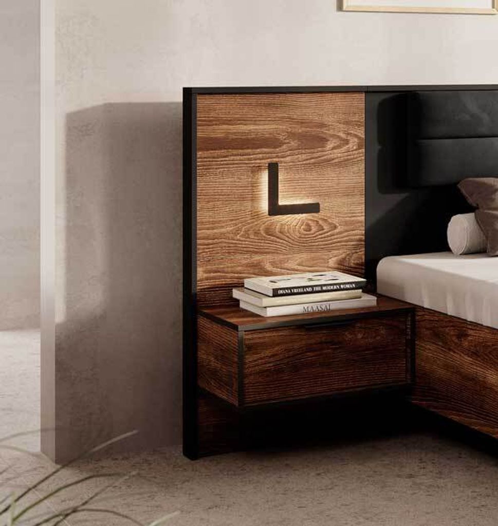 2er-Set Nachtkonsole Nachtschrank Milton 48x39x102cm Kastanie anthrazit