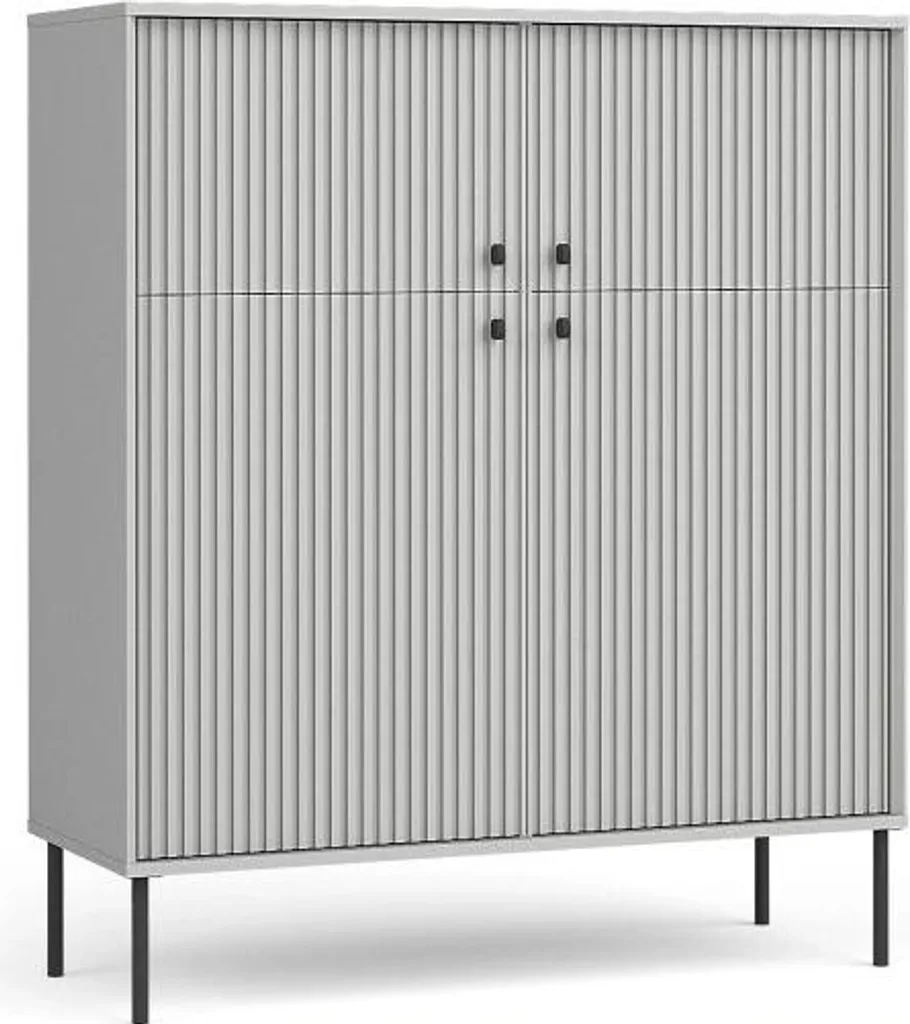Commode à portes MALAMBO 2 grise idéale pour rangement bureau ou entrée