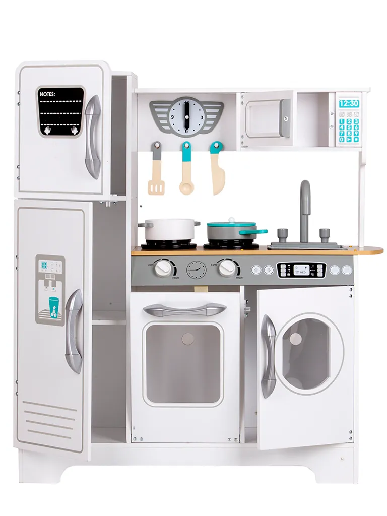 Cuisine enfant bois blanc ECOTOYS : modèle géant avec finitions réalistes - 4