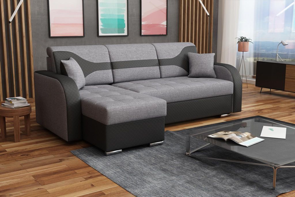 Ecksofa mit schlaffunktion und bettkasten, Sofa L-form, Couch L-form HUGO BOSS 15 + CAYENNE 20 Links