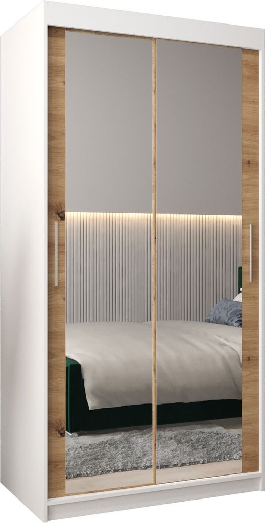 Kleiderschrank, Schiebetürenschrank Schlafzimmer, Schrank mit Spiegel TOKYO 3 100 cm