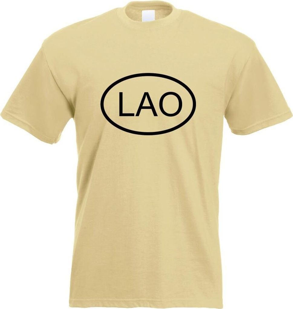 Kiwistar - T-Shirt - Khaki - Laos LAO Motiv Bedruckt Funshirt Design Print - mit Motiv Bedruckt - Funshirt Design - Sport - Freizeit - Herren - S
