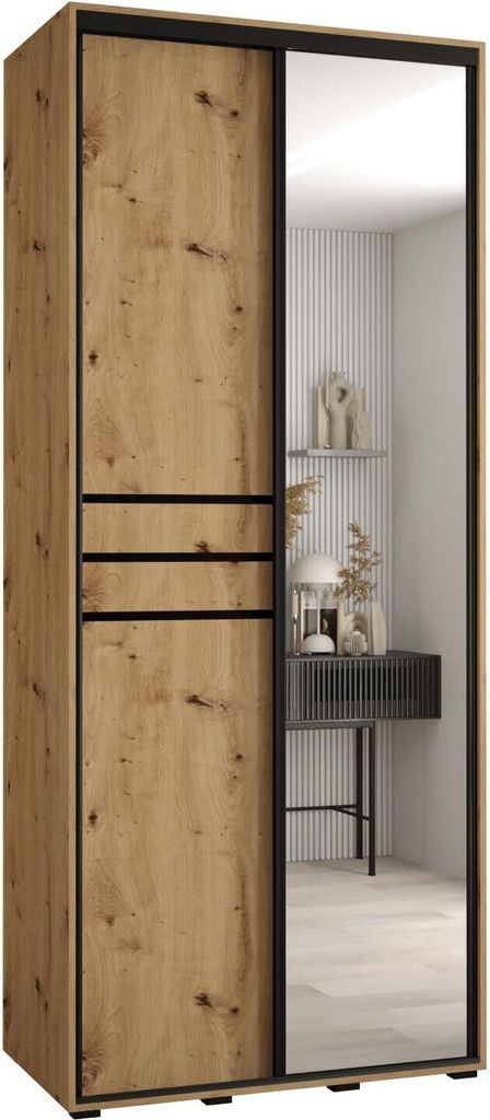 MEBLE KRYSPOL Davos 11 Schrank, zwei Türen - 235,2x120x45 cm - Artisan Artisan Schwarz