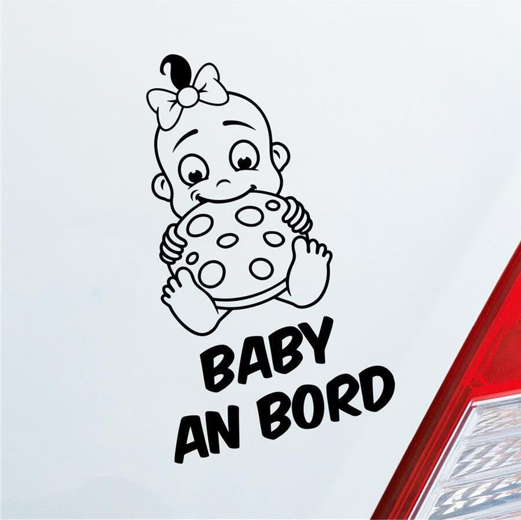 Auto Aufkleber Baby an Bord on Tour Lustig 17x28 cm Schwarz Matt Sticker Heckscheibenaufkleber