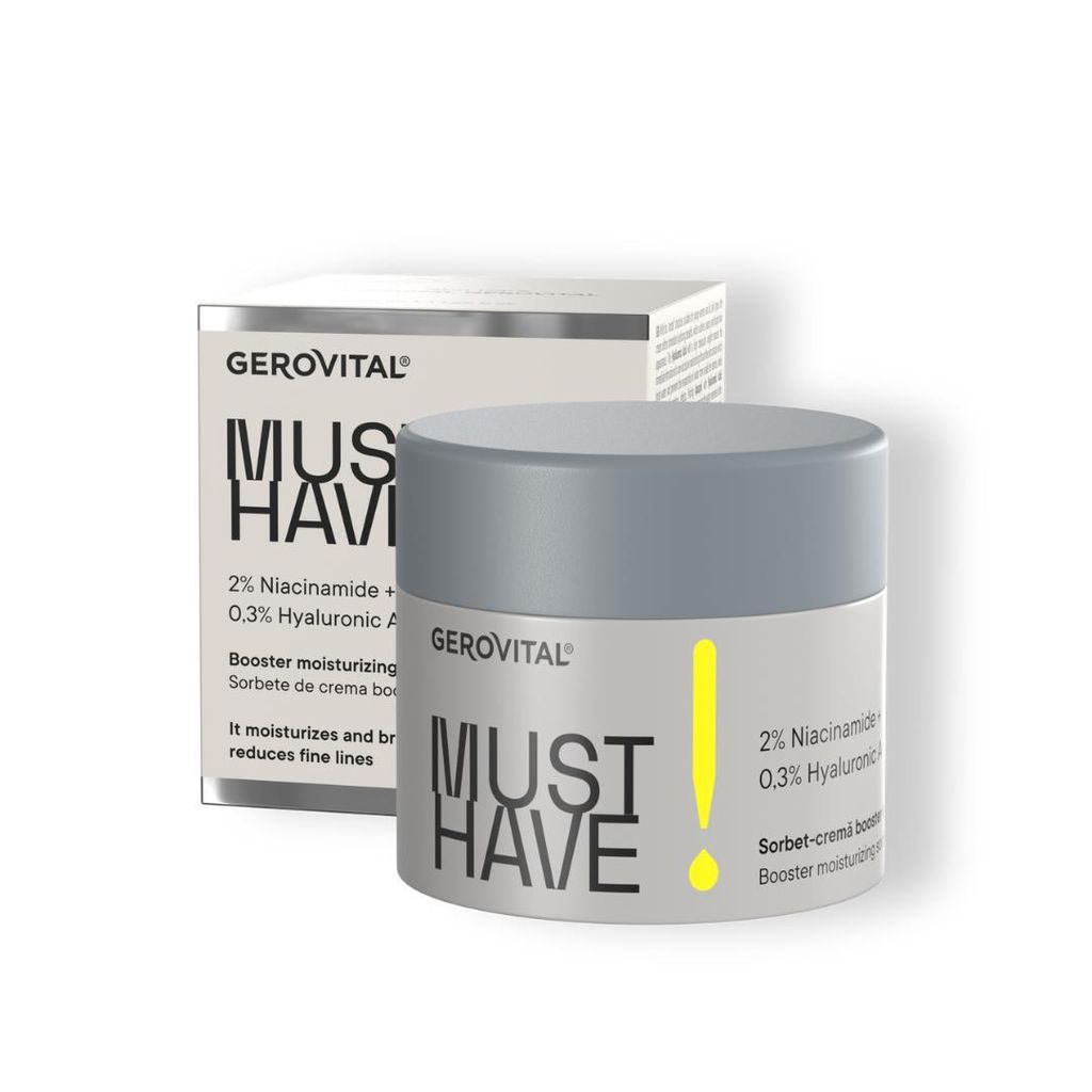 Gerovital Sorbet-Creme mit 2% Niacinamid & 0,3% Hyaluron – Feuchtigkeitsbooster für strahlende, glatte Haut, Anti-Falten Creme, 50 ml