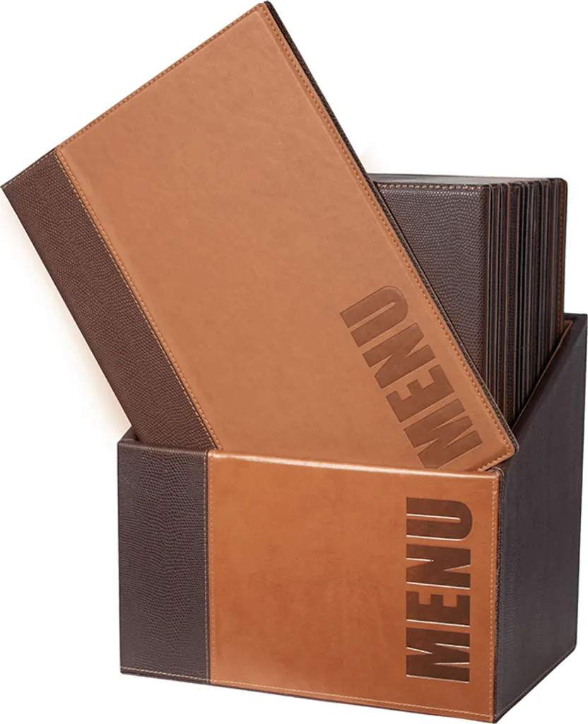 Securit Trendy Boîte de 20 Protège-menus Format DIN A4 Marron Clair