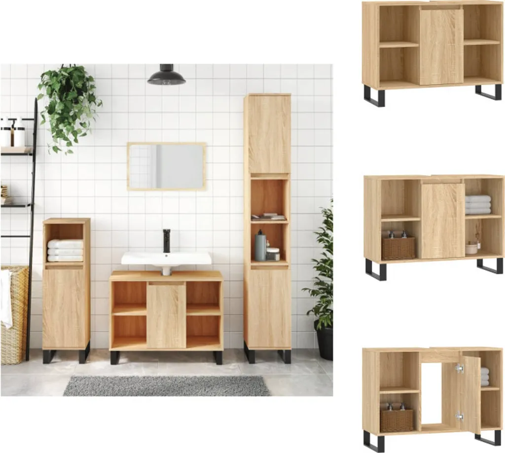 Mobile Sottolavabo 80cm Rovere Sonoma vidaXL | Design Nordic Bath