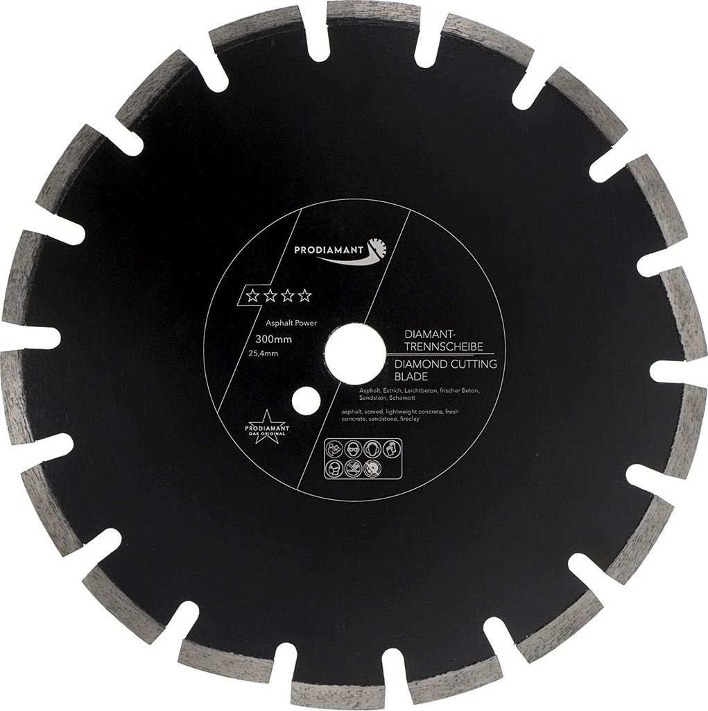 PRODIAMANT Diamant-Trennscheibe 300 x 25,4 mm für Asphalt, Estrich, Leichtbeton, frische und feuchter Beton, Sandstein und weiche Schamotte