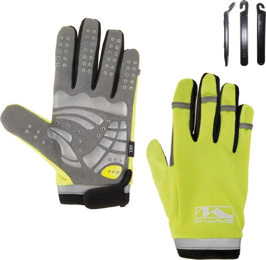 M-Wave Fahrradhandschuhe Geleinlage Gr. M inkl. Reifenheber