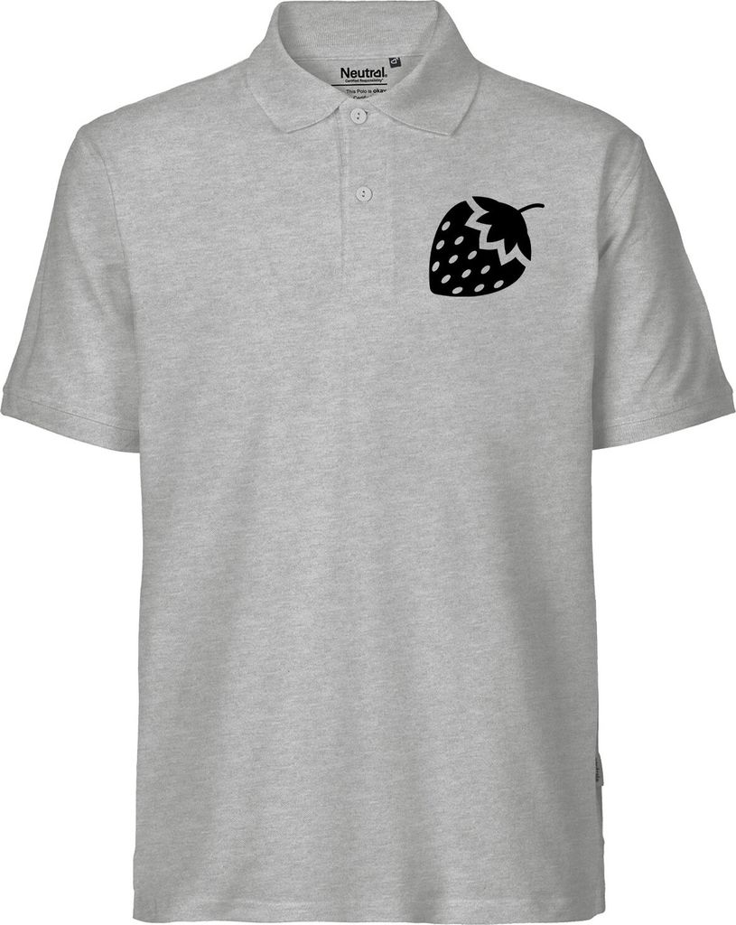 Huuraa Herren Polo Shirt Erdbeere Strawberry XXL Sport Grey Bio Baumwolle Fairtrade Poloshirt Geschenkidee