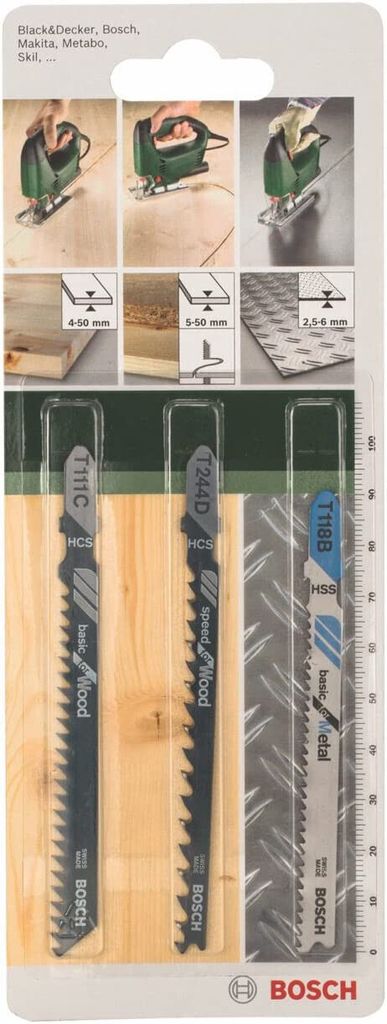 Bosch Stichsägeblattset 3-teilig 1xT111C 1xT244D 1xT118B - 2609256741