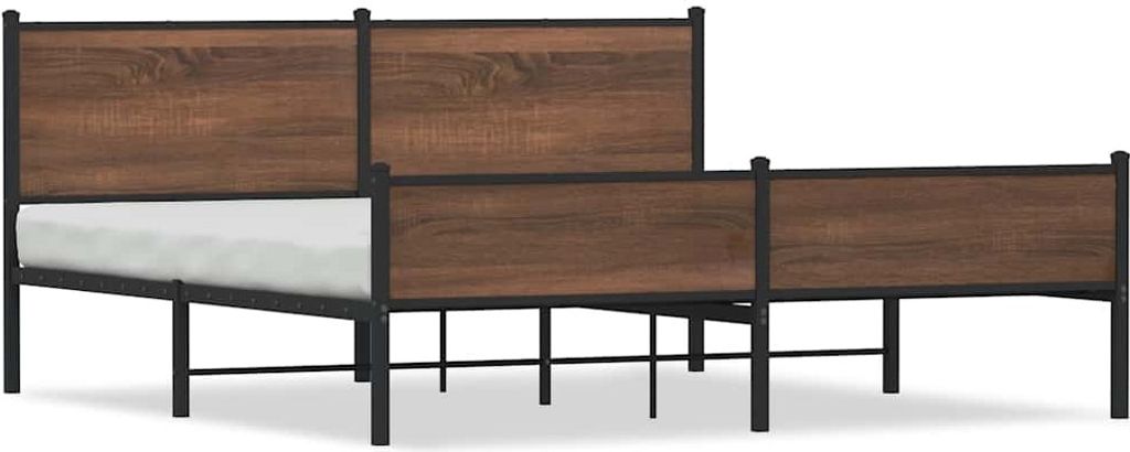 vidaXL Metallbett ohne Matratze Braun Eichen-Optik 180x200 cm