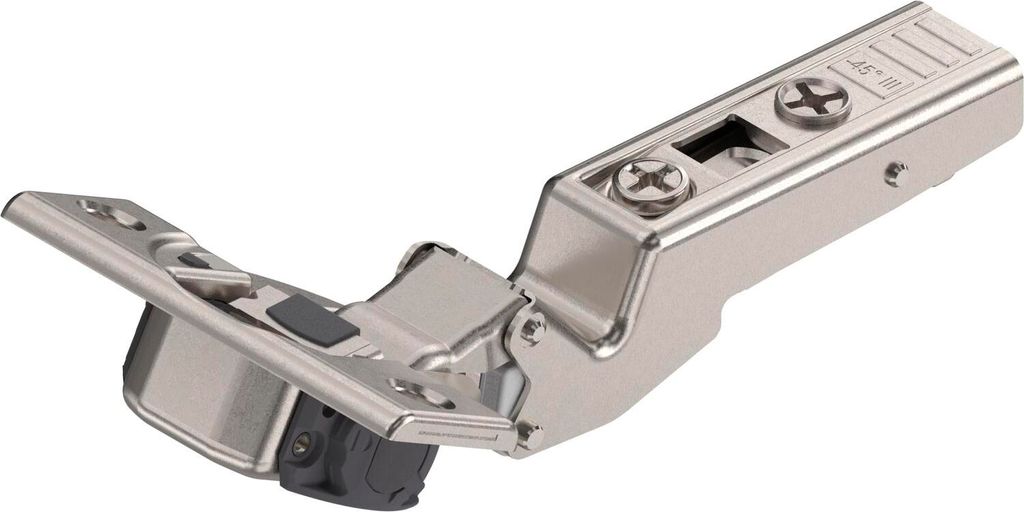 Blum Clip Top Scharnier mit Feder - Winkelscharnier -45 Grad Möbelscharnier zum Schrauben, Stahl vernickelt