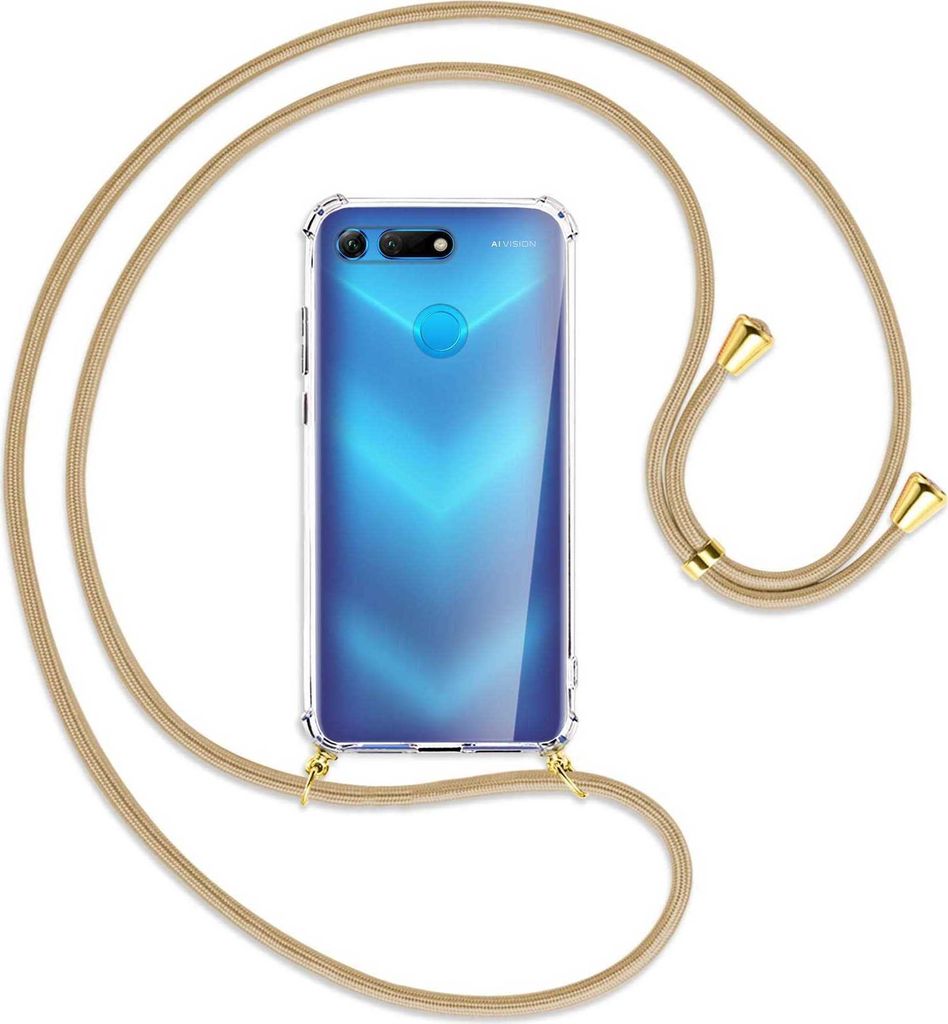 Handykette Backcover-Schutzhülle mit Band (Metall goldfarben) für Honor View 20 / V20 - caramel