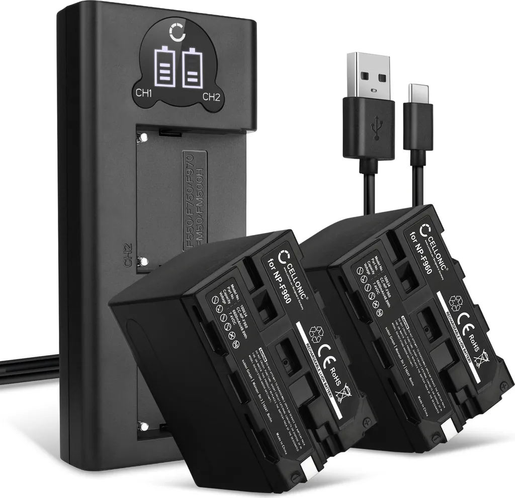 Batterie NP-F970 Haute Capacité 6600mAh avec Chargeur Double Secteur