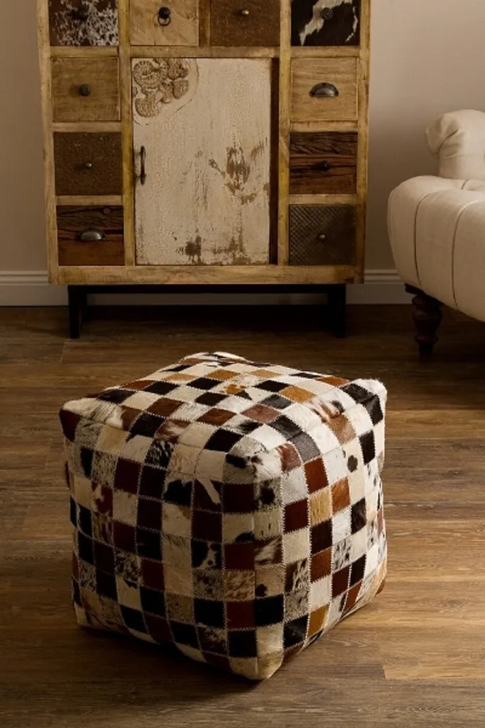 Pouf patchwork en fourrure multicolore Casa Padrino luxe 40cm
