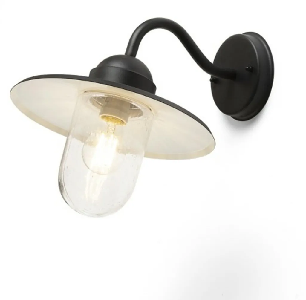 Applique LED IP44 BEACON noire en verre texturé 15W pour terrasse
