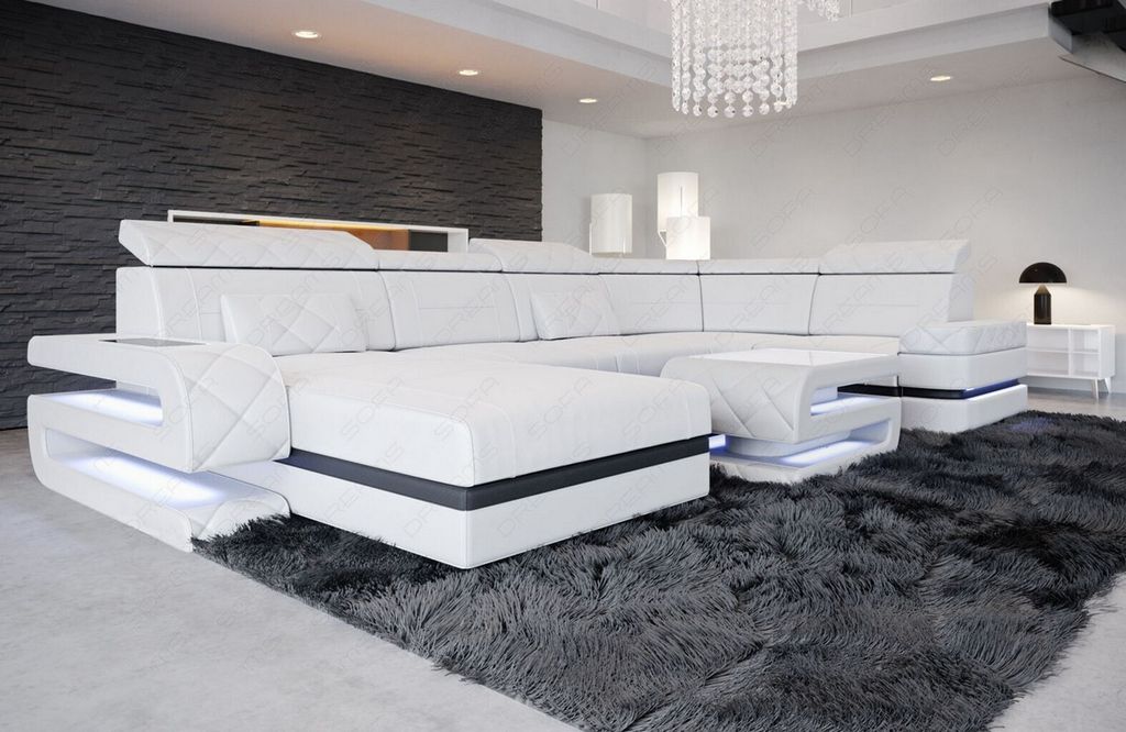 Leder Wohnlandschaft Bologna Kunst-Echtleder Mix