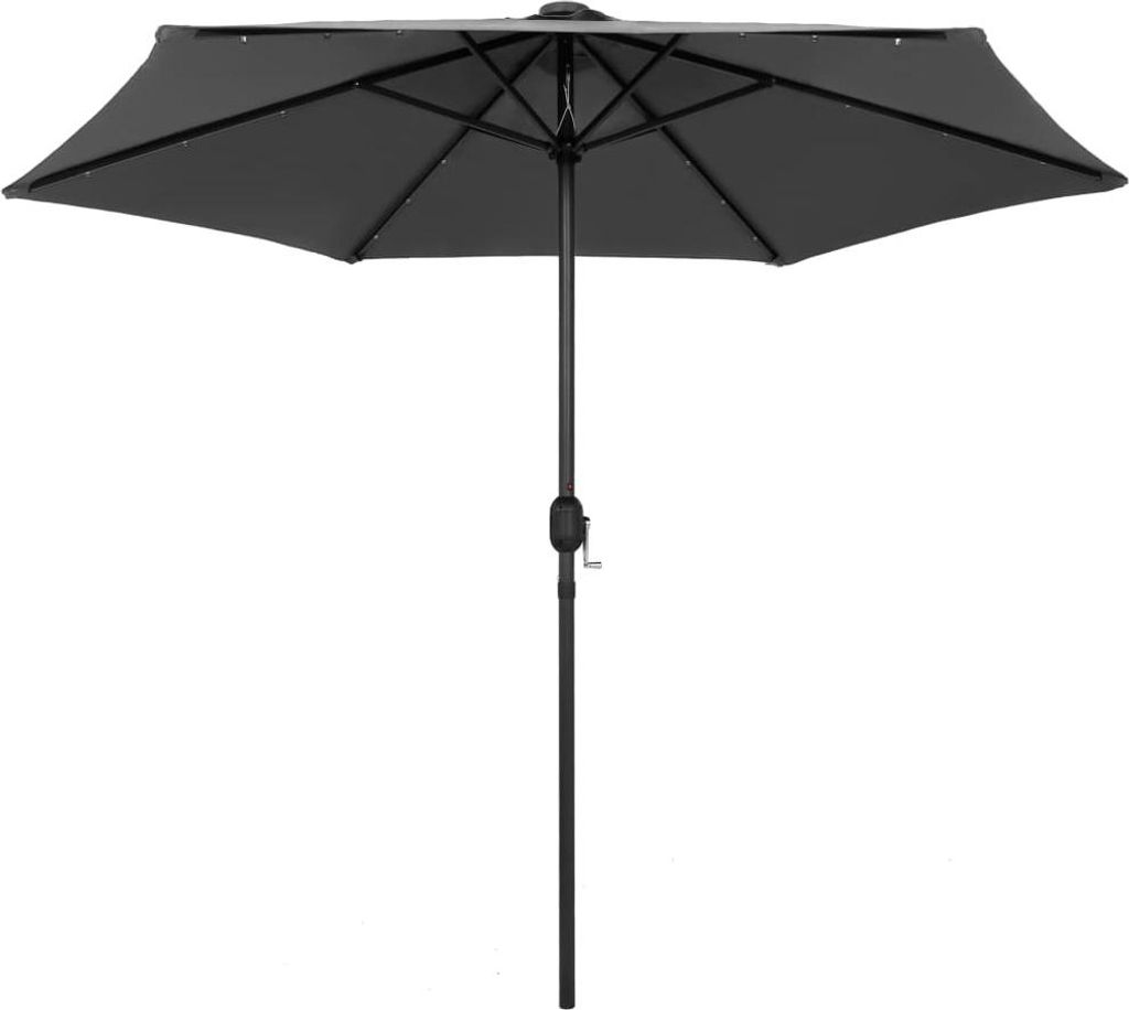 vidaXL Sonnenschirm mit LED-Beleuchtung und Alu-Mast 270 cm Anthrazit
