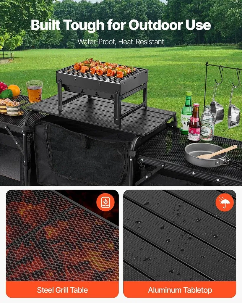 Meuble de camping multifonction avec station de cuisson et rangements - 3