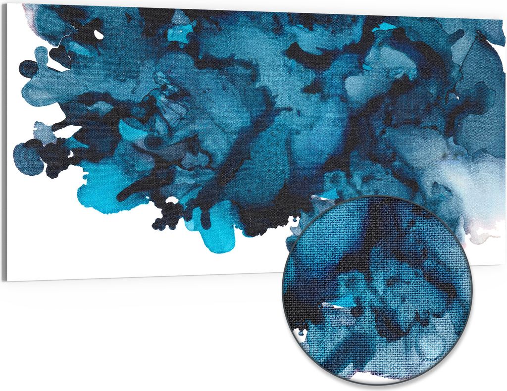 DEQORI Hybrid Leinwand Bild 100x50 cm 'Tanz der Tinte' Wandbild Glas flach modern