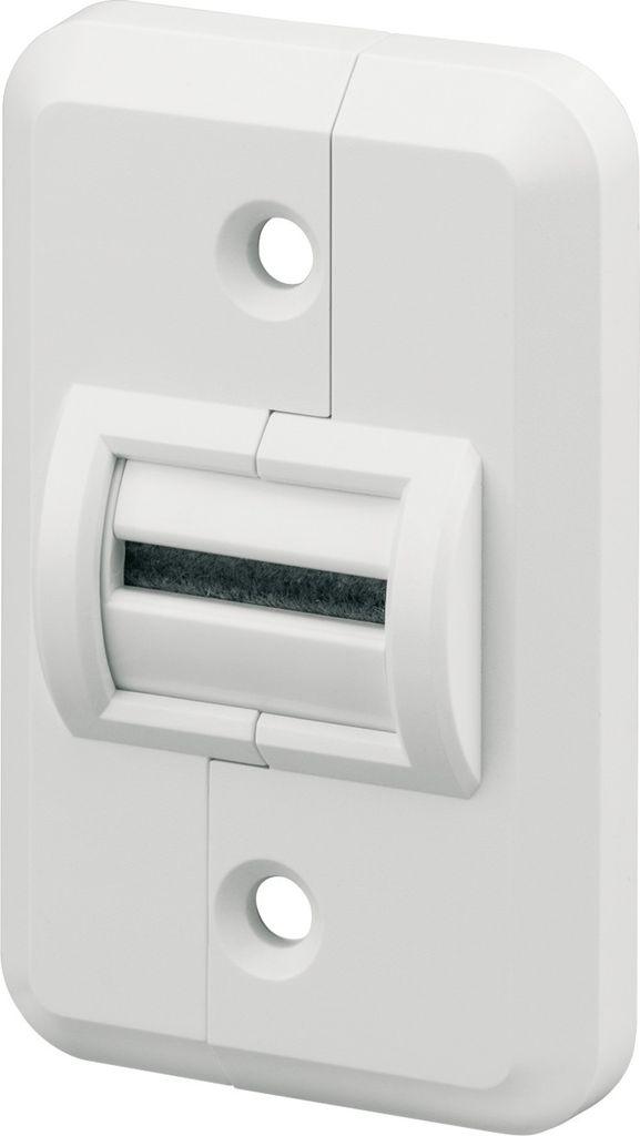 A white plastic product mounted on a white background.