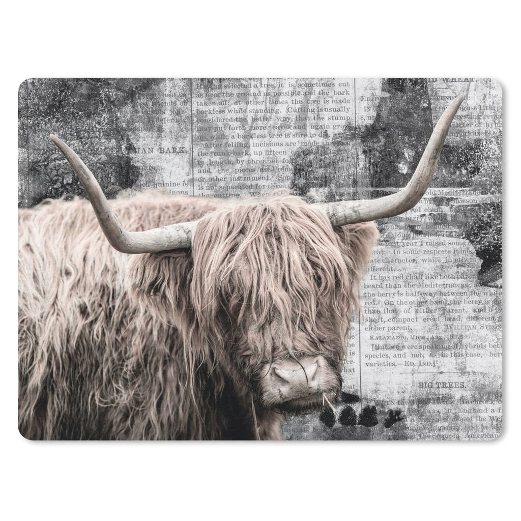 MuchoWow Mauspad Mousepad Schottischer Highlander - Vintage - Briefe 23x19 cm - Mousepads - Maus Mat - Pad - Mausunterlage - Schreibtischunterlag...