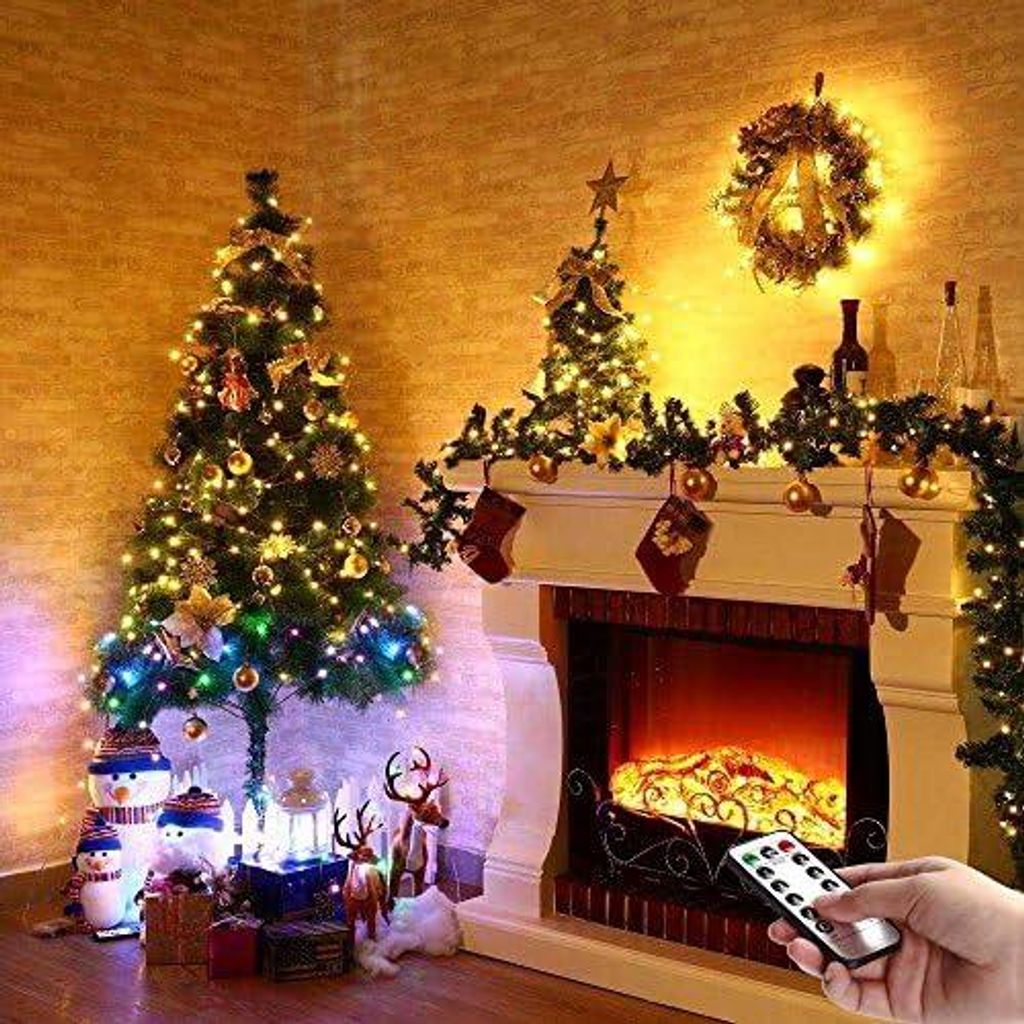 2X LED Lichterkette Batterie 5 m 50 LEDs mit Fernbedienung