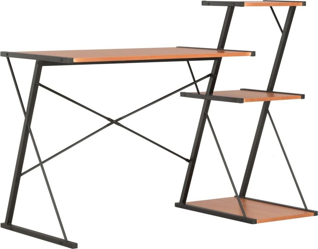 "2026 Promotion" Schreibtisch mit Regal Schwarz und Braun 116×50×93 cm - Schreibtische CC2052