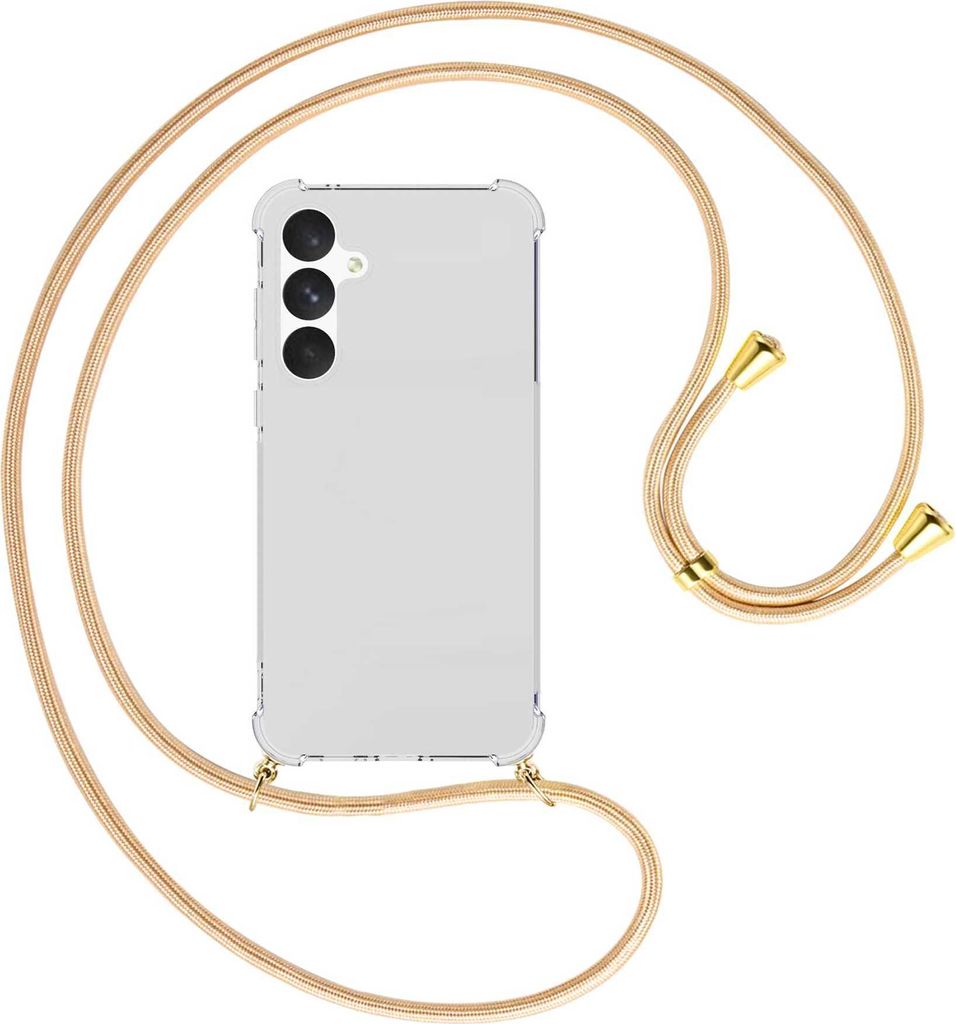 Handykette Backcover-Schutzhülle mit Band (Metall goldfarben) für Samsung Galaxy A55 5G - Goldkordel