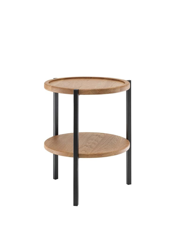 Beistelltisch 40x50 cm Wildeiche Metall Braun Schwarz